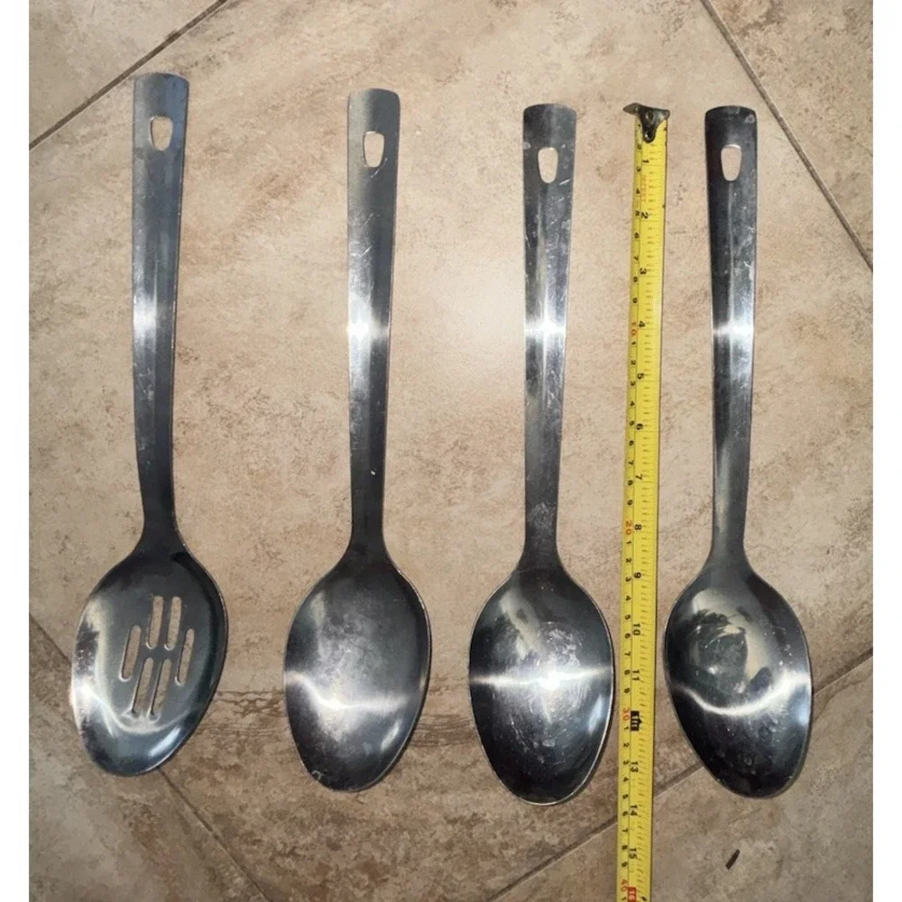 4 Pc Extra Long Stainless Steel Serving Spoons 15